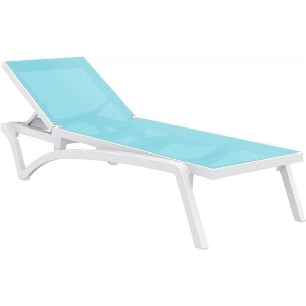 Compamia Compamia ISP089-WHI-TRQ Pacific Sling Chaise Lounge White Frame & Turquoise Sling -  set of 2 ISP089-WHI-TRQ